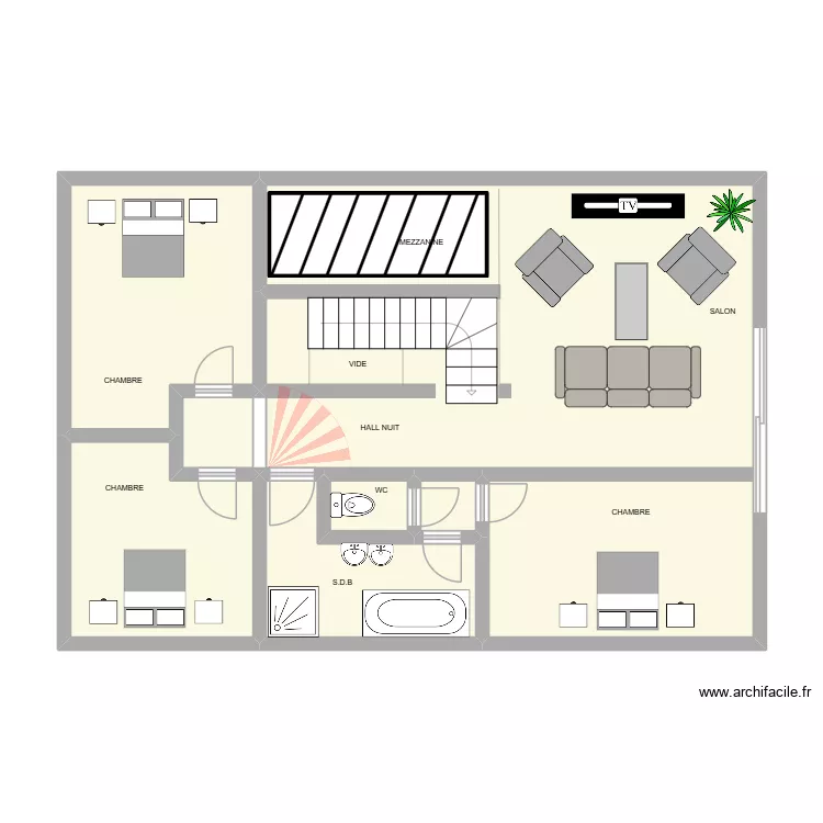PLAN MERCIER ETAGE. Plan de 7  et 70 m²