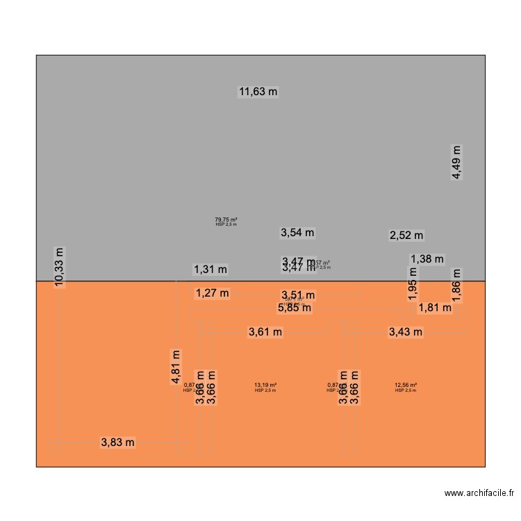 ETAGE 2.1. Plan de 7 pièces et 117 m2