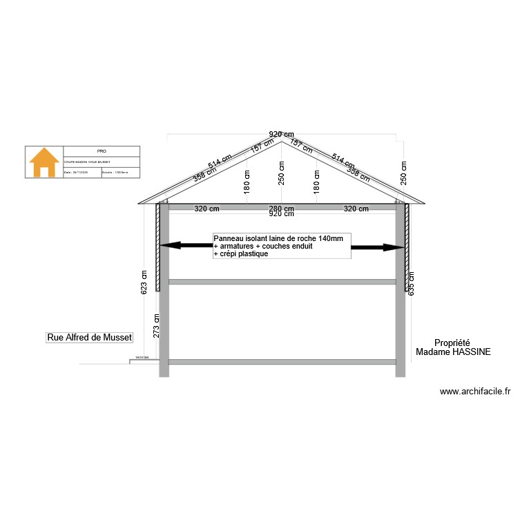 PLAN COUPE 3 MUSSET. Plan de 0 pièce et 0 m2