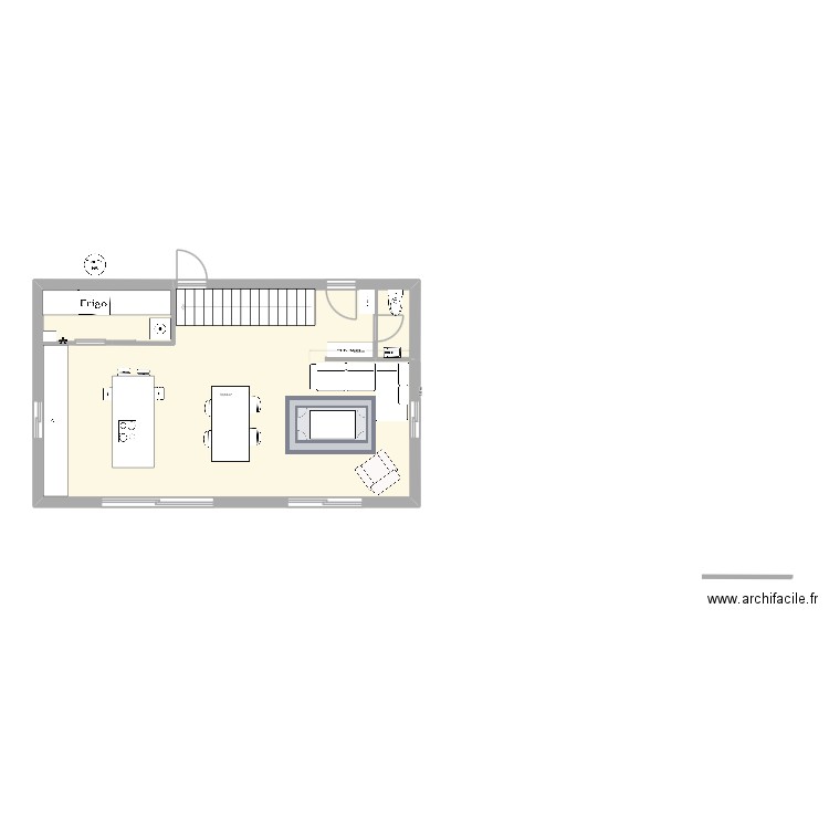 Rdc v02. Plan de 1 pièce et 54 m2
