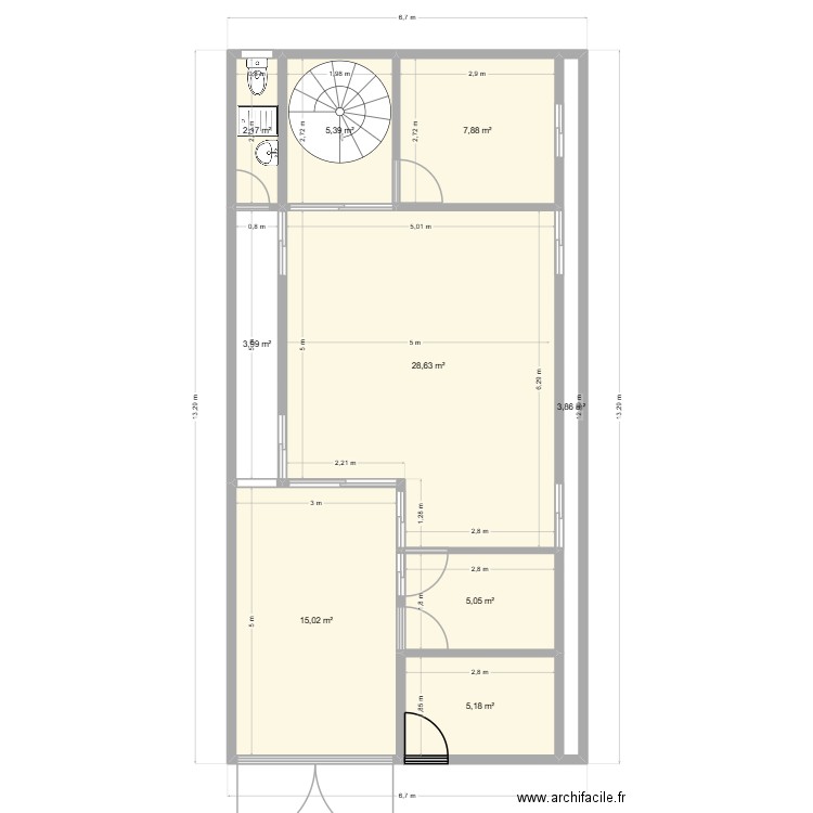 RDC LIMETE 2. Plan de 9 pièces et 77 m2