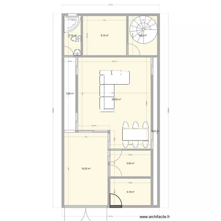 RDC LIMETE 2. Plan de 9 pièces et 78 m²