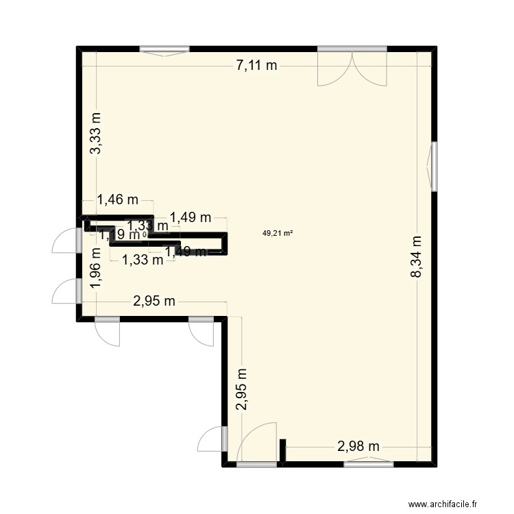 Chantier saber SQF. Plan de 2 pièces et 50 m2