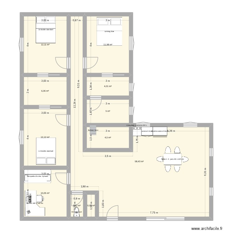projet maison. Plan de 11 pièces et 127 m2