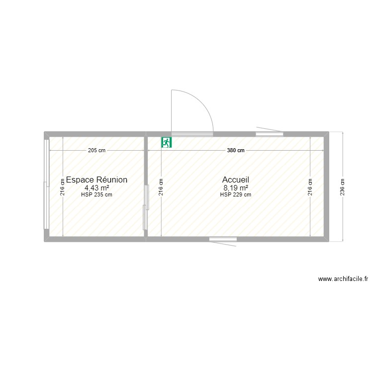 Bureau avec stockage - 14m². Plan de 2 pièces et 13 m2