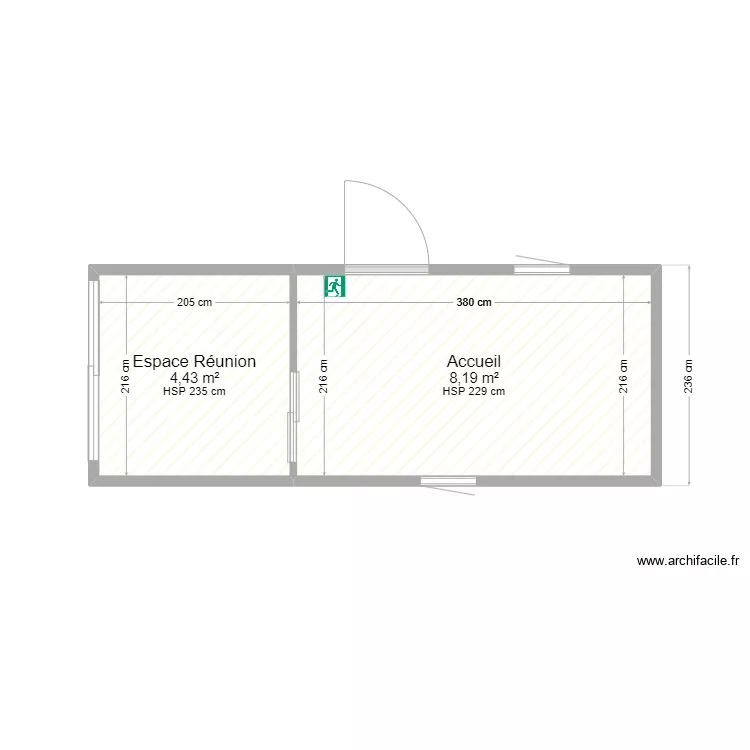 Bureau avec stockage - 14m&sup2;. Plan de 