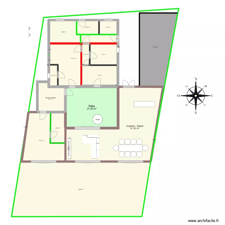 plan Fabrice v cible alleg&eacute; 4 chambres. Plan de 