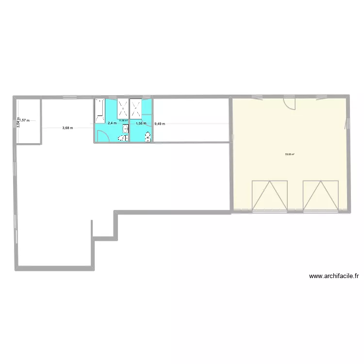 Meursac. Plan de 2 Pièces et 71 m² Meursac. Plan de 2 Pièces et 71 m²