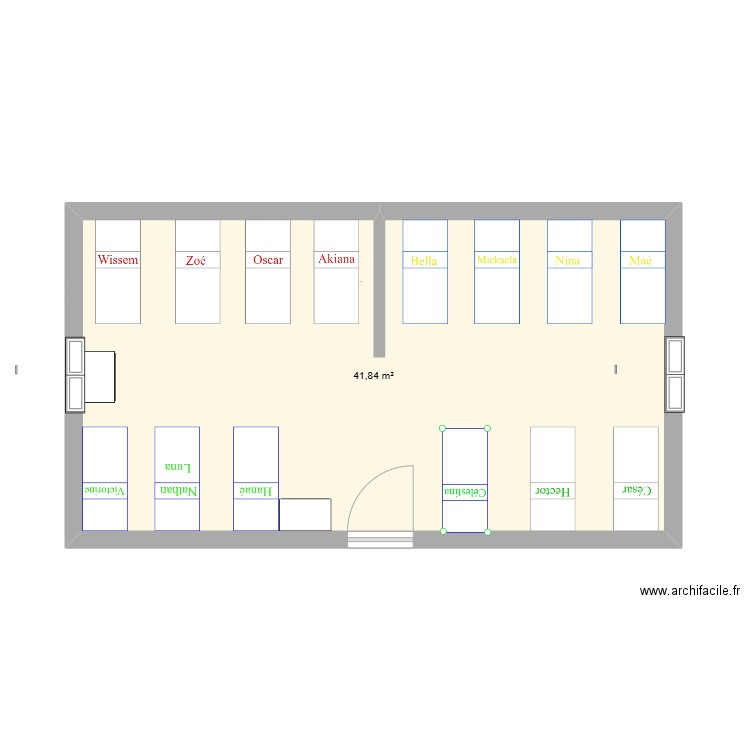 plan dortoir moyens grands. Plan de 1 pièce et 45 m2