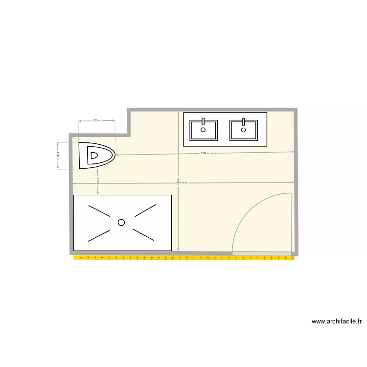 sdb Saleilles. Plan de 1 Pièce et 6 m²