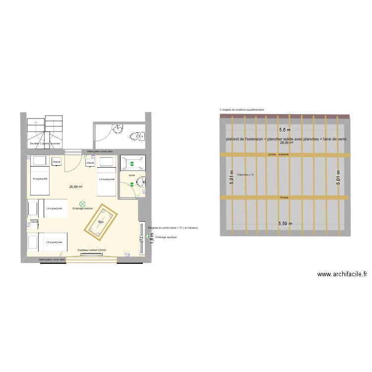 grangepréaux. Plan de 2 pièces et 55 m2