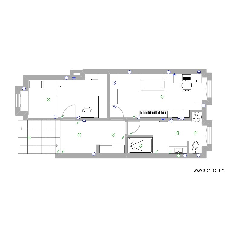 Etage 2 v3. Plan de 6 pièces et 39 m2