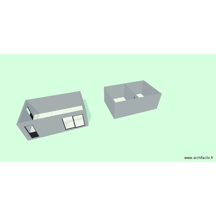 studios. Plan de 3 pièces et 56 m2