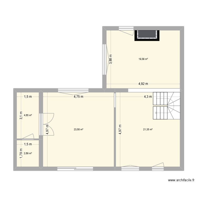 Maison V2. Plan de 5 pièces et 71 m2