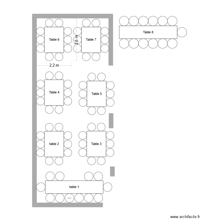 plan de table. Plan de 0 pièce et 0 m2