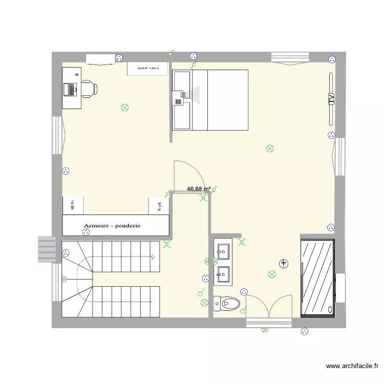 Etage 1 new Besseges new. Plan de 1 pièce et 47 m²