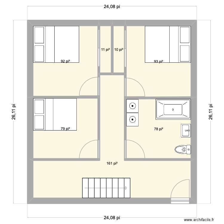 plan 1. Plan de 7 pièces et 49 m2