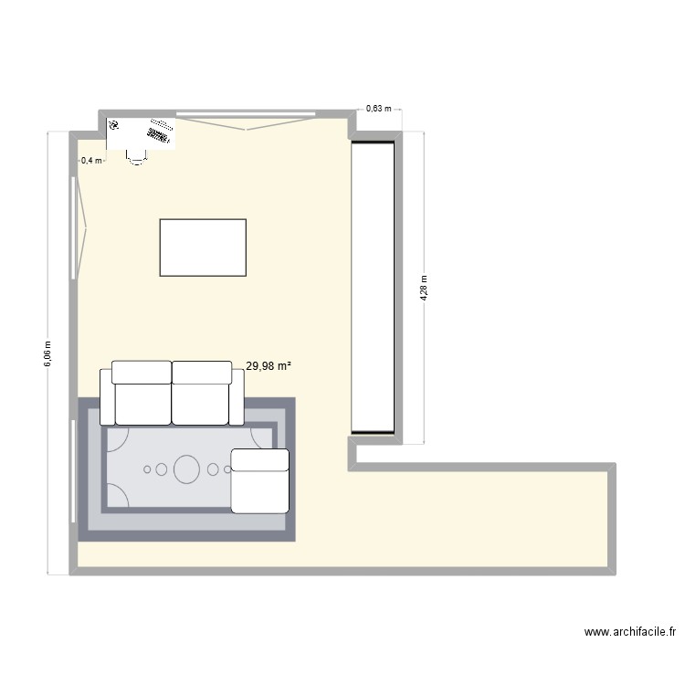 Aqua Mundo. Plan de 1 pièce et 30 m2