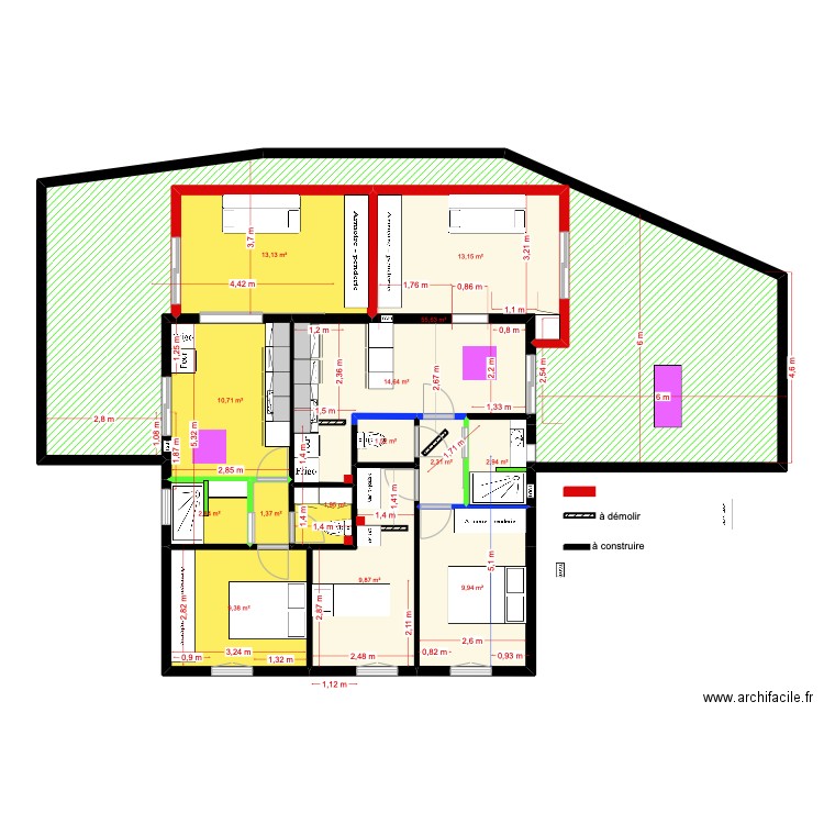 1er étage gîtes cuisine en longueur 2. Plan de 14 pièces et 149 m2