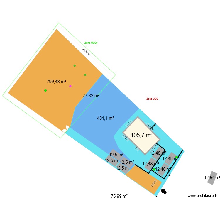 Plan Sete 30.06.25 PA et emprise pleine terre OK. Plan de 1 pièce et 106 m2