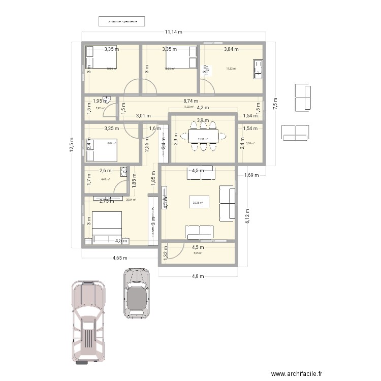 Ddddddggggfddd. Plan de 12 pièces et 120 m2