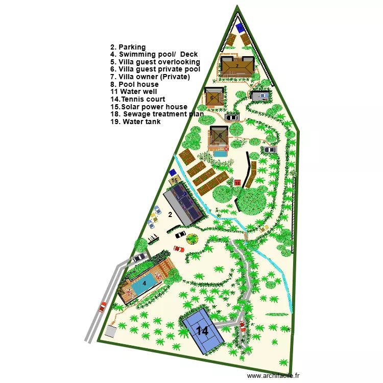 General view palm tree alley. Plan de General view palm tree alley. Plan de