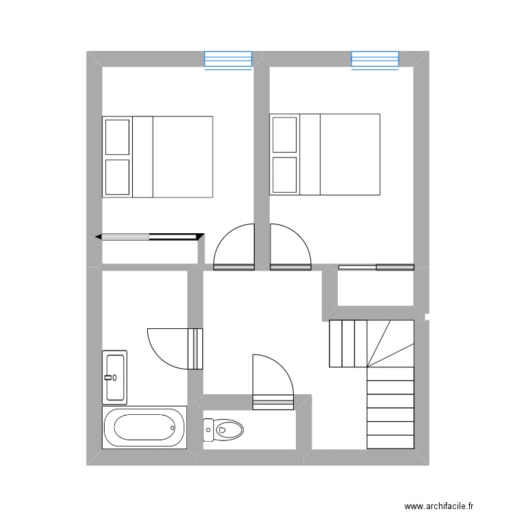 Cruseilles 1 er étage. Plan de 7 pièces et 31 m2
