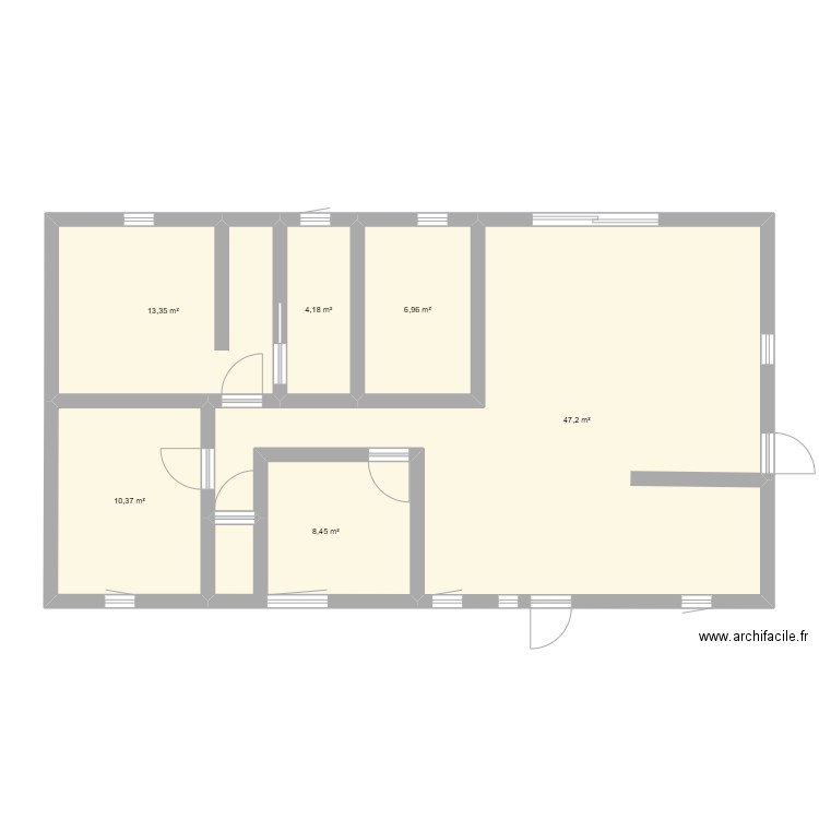 Projet 1. Plan de 6 pièces et 91 m2