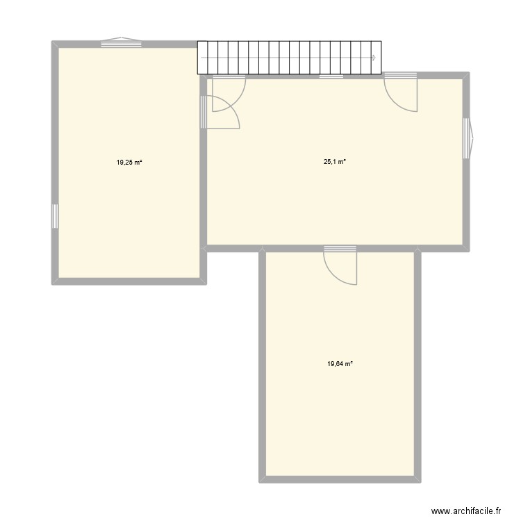 sous sol. Plan de 3 pièces et 64 m2