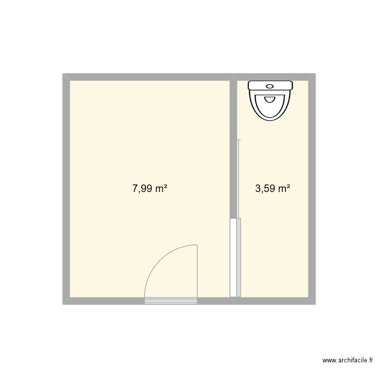 SALLE DE BAIN. Plan de 2 pièces et 12 m2