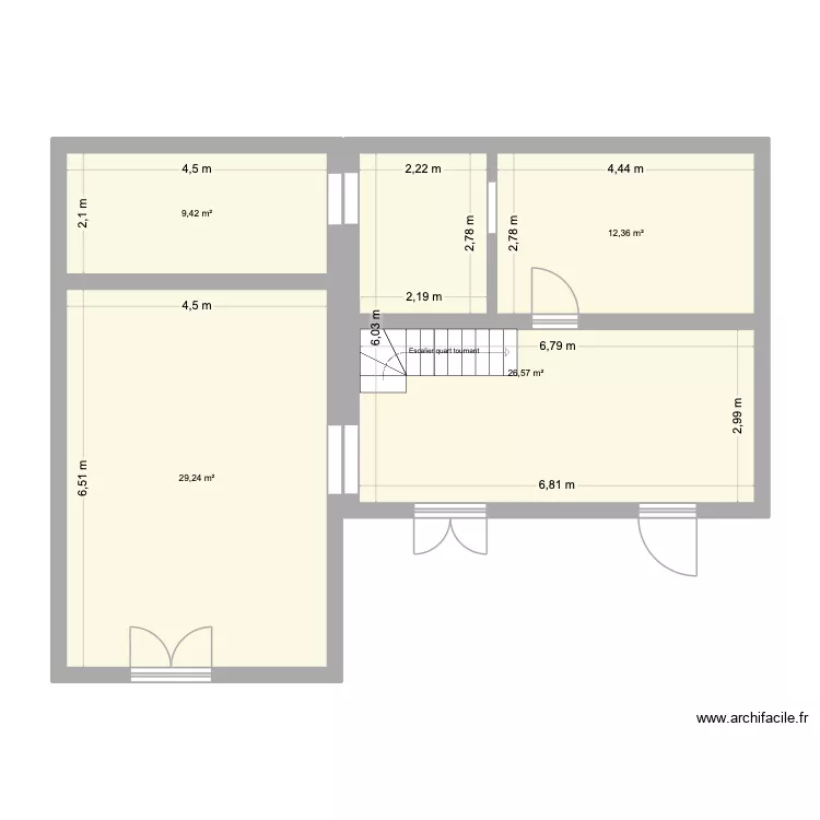 PLAN MAISON - cuisine original. Plan de 4  et 78 m²