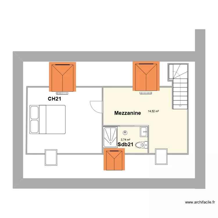 V6 - Maison Pleudihen 2ième étage. Plan de 2 Pièces et 18 m² V6 - Maison Pleudihen 2ième étage. Plan de 2 Pièces et 18 m²