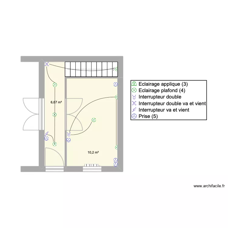 Chambre/salle a manger Mouvaux. Plan de 2 pièces et 17 m²