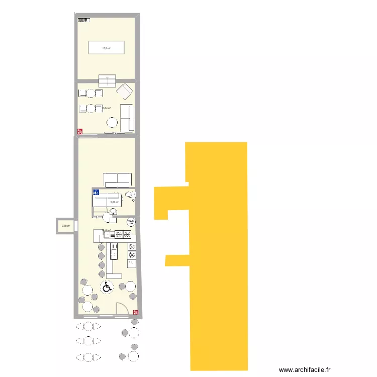 Le D&eacute;gustateur. Plan de 5  et 74 m²