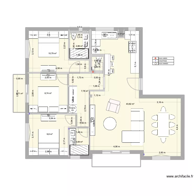 Megeve Grande Fontaine Am&eacute;nagement 1. Plan de 9  et 90 m²