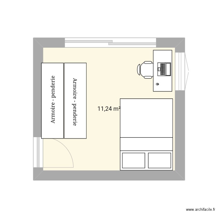 Solution ados. Plan de 1 pièce et 11 m2