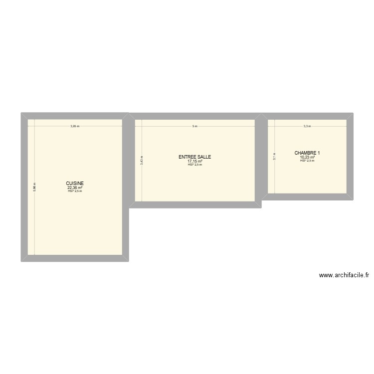CUISINE. Plan de 3 pièces et 50 m2