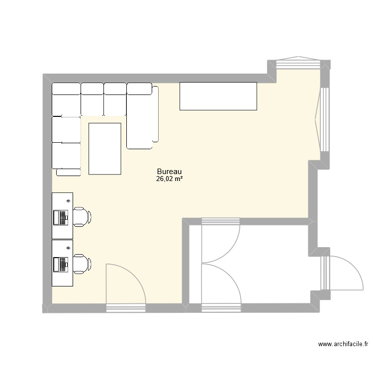 Lumière. Plan de 1 pièce et 26 m2