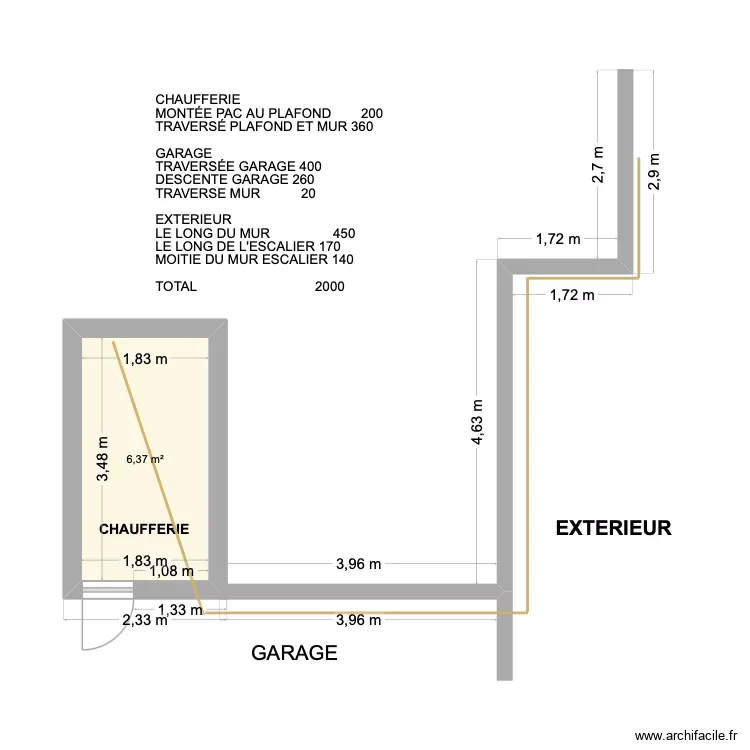 PAC. Plan de 1  et 6 m²