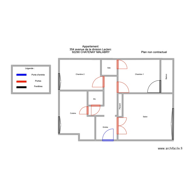 Appartement ROUSSEAU 3 pièces  sans mesure . Plan de 8 pièces et 57 m2