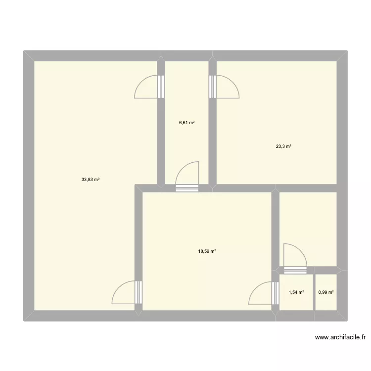 Mariotte RDC. Plan de 6 pièces et 85 m²