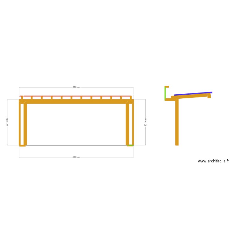 façade 3. Plan de 3 pièces et 11 m2