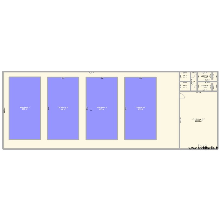 PADEL. Plan de 11 pièces et 2475 m2