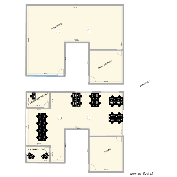 BENCH. Plan de 3 pièces et 480 m2