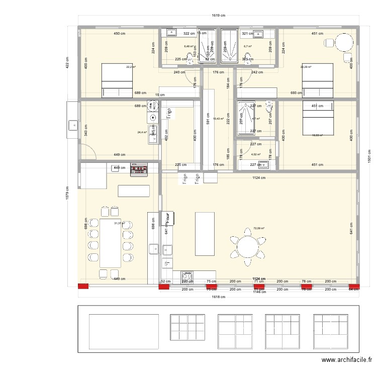 ProjetoMeioMudanca3. Plan de 11 pièces et 223 m2