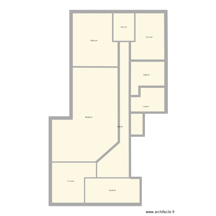 ADJ. Plan de 9 pièces et 118 m2