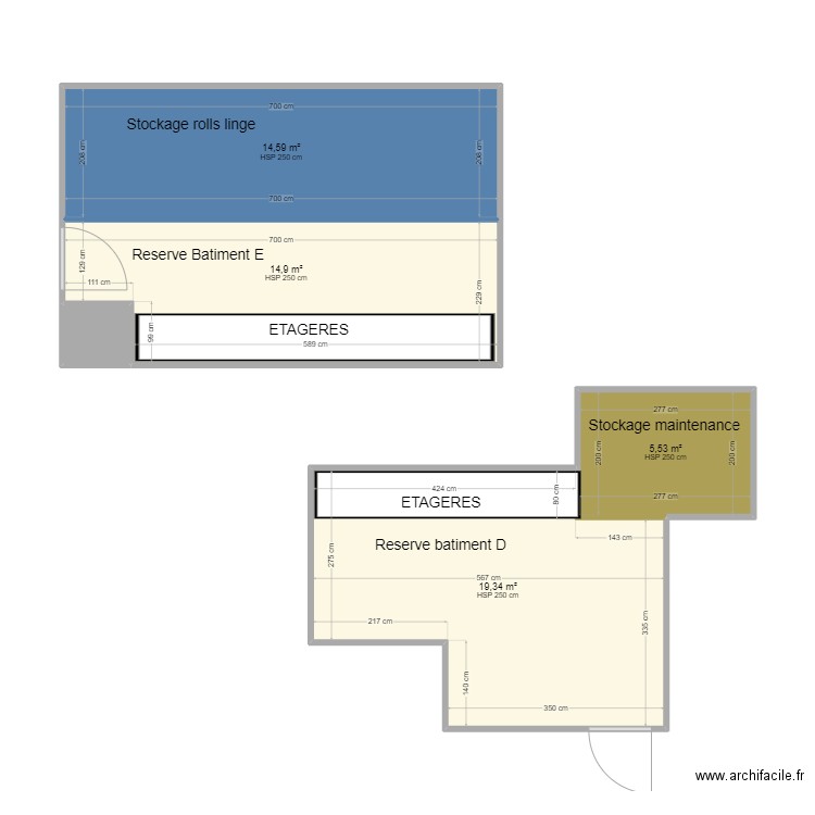 Ménuires Ménage. Plan de 5 pièces et 55 m2