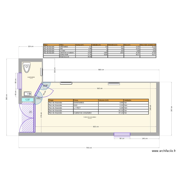 DS RÉNOV CH PARENTALE. Plan de 3 pièces et 16 m2