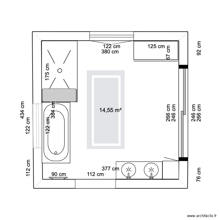 Plan agencement version 2 Salle de bain Deauville. Plan de 0 pièce et 0 m2