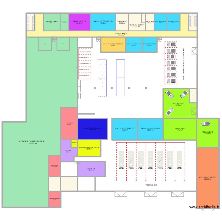 atelier lp. Plan de 38 pièces et 3482 m2